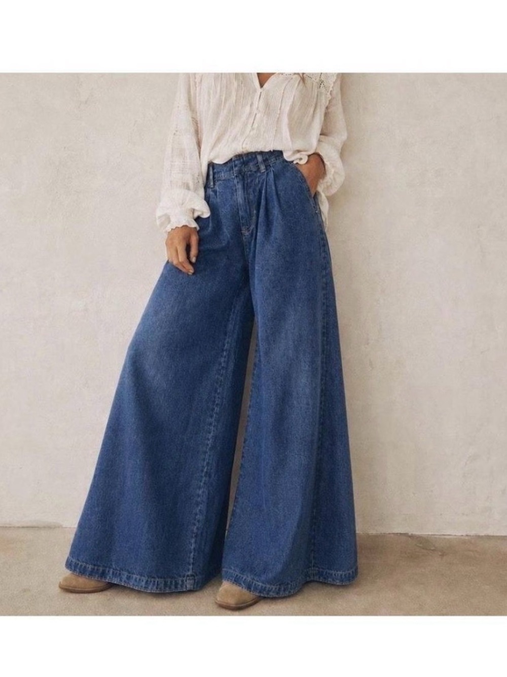 We The Free Equinox Wide-Leg High-Rise Jeans in Denim Blue 26